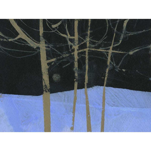 Four Trees and the Moon II Gold Ornate Wood Framed Art Print with Double Matting by Bailey, Paul