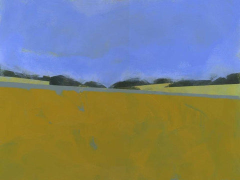 Distant Flax White Modern Wood Framed Art Print with Double Matting by Bailey, Paul