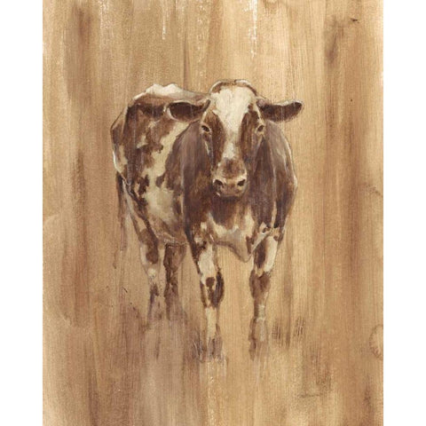 Wood Panel Cow Gold Ornate Wood Framed Art Print with Double Matting by Harper, Ethan