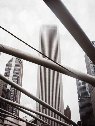 Chicago Monotone III White Modern Wood Framed Art Print with Double Matting by Quintero, Sonja