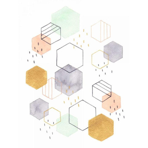 Hex Scatter I White Modern Wood Framed Art Print by McClure, Gabrielle