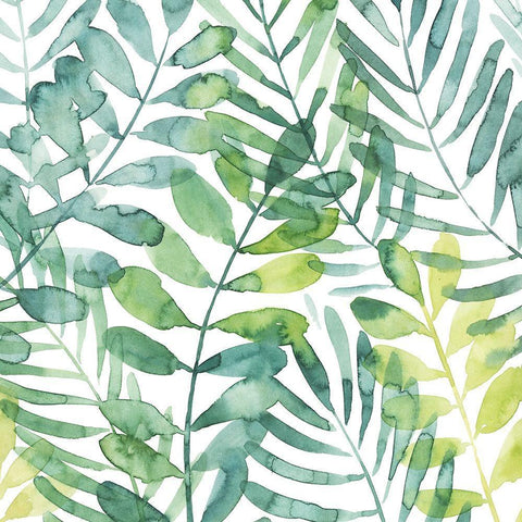 Frond Waltz I White Modern Wood Framed Art Print with Double Matting by Popp, Grace