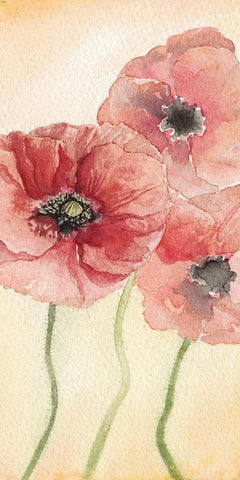 Poppy Composition I White Modern Wood Framed Art Print with Double Matting by Chabot, Natasha