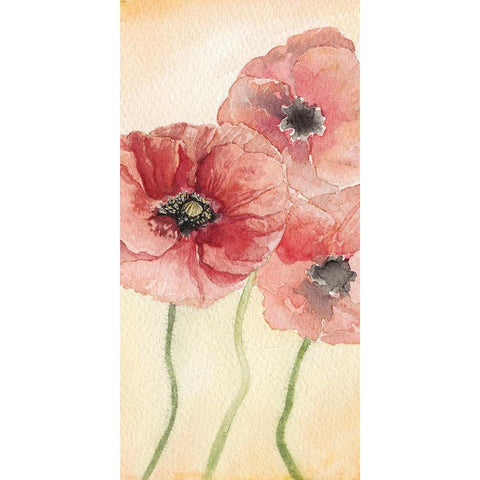 Poppy Composition I Black Modern Wood Framed Art Print with Double Matting by Chabot, Natasha