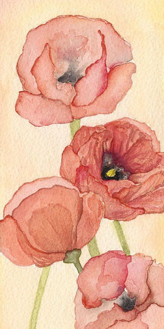 Poppy Composition II Black Ornate Wood Framed Art Print with Double Matting by Chabot, Natasha