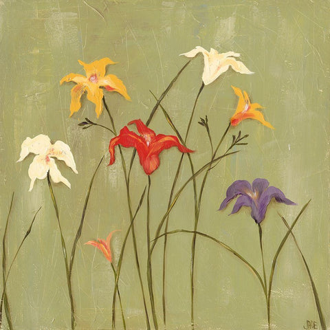 Jeweled Lilies I Gold Ornate Wood Framed Art Print with Double Matting by Reynolds, Jade