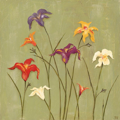 Jeweled Lilies II White Modern Wood Framed Art Print with Double Matting by Reynolds, Jade