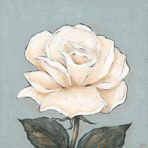 One Tan Rose Black Ornate Wood Framed Art Print with Double Matting by Reynolds, Jade