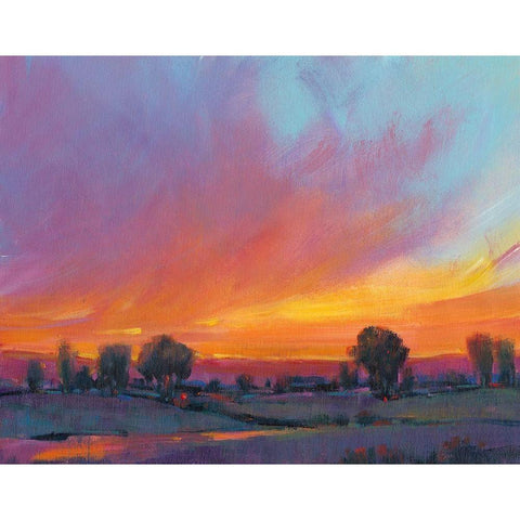 Fiery Sunset II White Modern Wood Framed Art Print by OToole, Tim