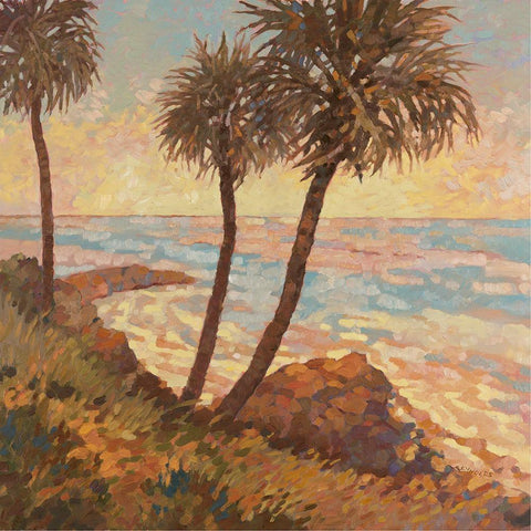 Palm Breeze I White Modern Wood Framed Art Print by Reynolds, Graham