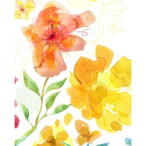 Blossoms in the Sun I White Modern Wood Framed Art Print by Naskrent, Delores