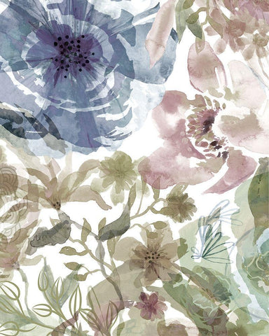 Bouquet of Dreams III White Modern Wood Framed Art Print with Double Matting by Naskrent, Delores