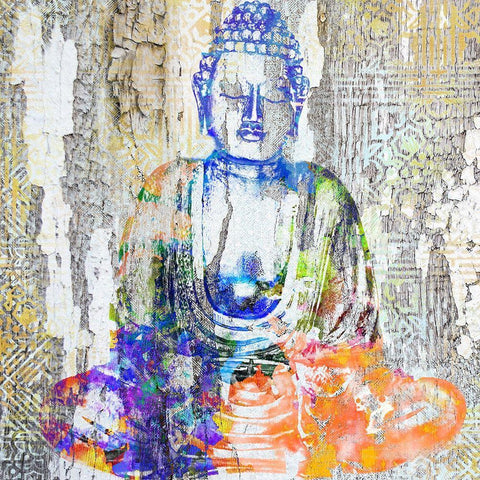 Timeless Buddha II White Modern Wood Framed Art Print with Double Matting by Surma and Guillen