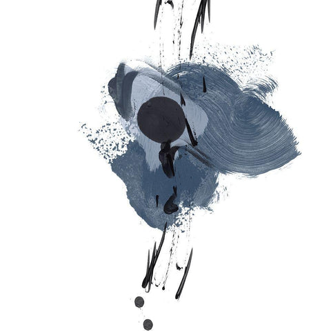 Blue and Black Splash II Black Ornate Wood Framed Art Print with Double Matting by Orlov, Irena