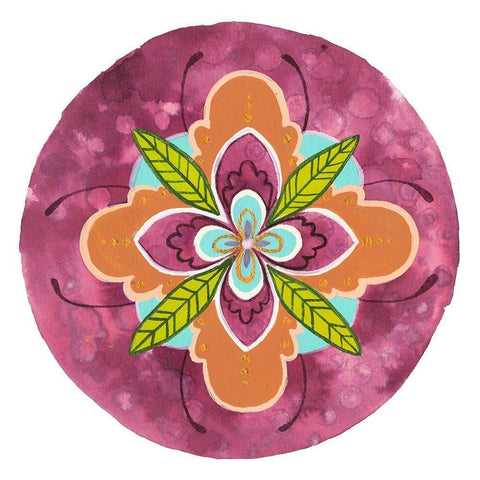 Maroon Mandala I Black Ornate Wood Framed Art Print with Double Matting by Ewer, Rebekah