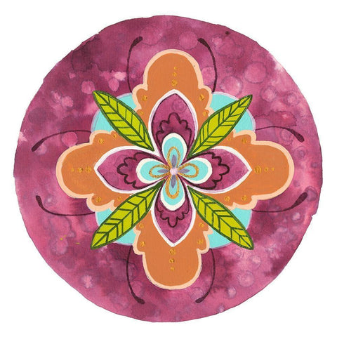 Maroon Mandala I White Modern Wood Framed Art Print by Ewer, Rebekah