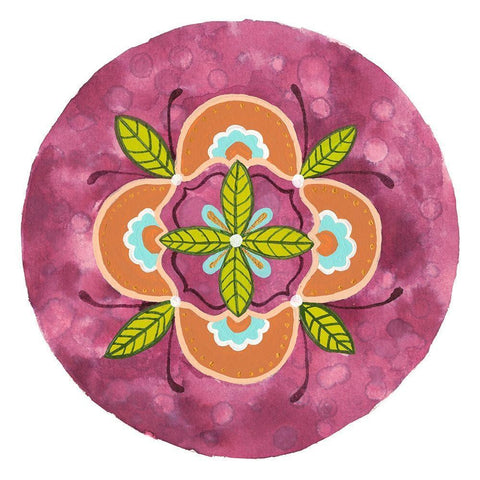 Maroon Mandala II White Modern Wood Framed Art Print by Ewer, Rebekah