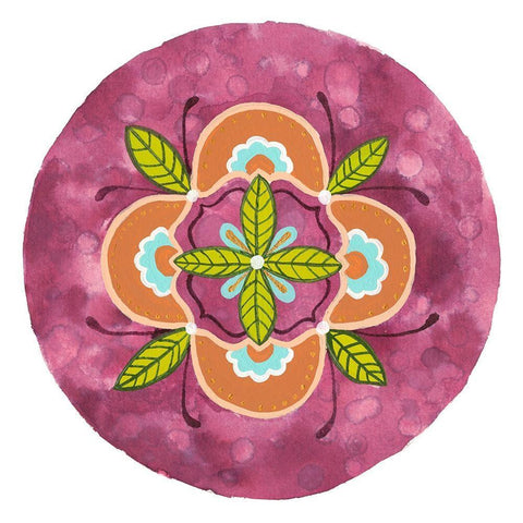 Maroon Mandala II White Modern Wood Framed Art Print with Double Matting by Ewer, Rebekah