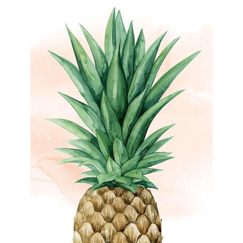 Pineapple on Coral I White Modern Wood Framed Art Print by Popp, Grace