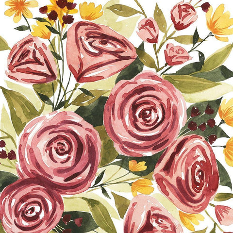 Rouge Bouquet II White Modern Wood Framed Art Print by Popp, Grace