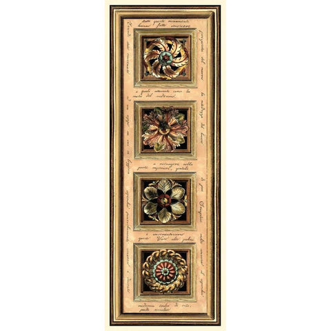 Rosette Panel II Black Modern Wood Framed Art Print with Double Matting by Vision Studio