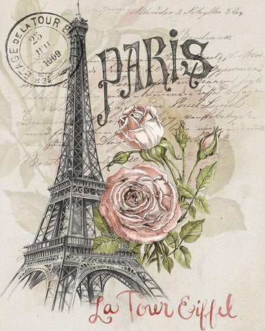 Paris Sketchbook I Black Ornate Wood Framed Art Print with Double Matting by Parker, Jennifer Paxton