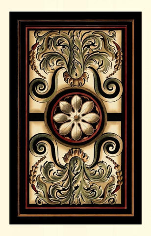 Panel Motifs I Black Ornate Wood Framed Art Print with Double Matting by Vision Studio