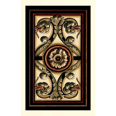 Panel Motifs II Gold Ornate Wood Framed Art Print with Double Matting by Vision Studio