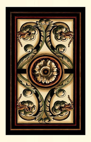 Panel Motifs II Black Ornate Wood Framed Art Print with Double Matting by Vision Studio