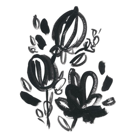 Cameo Bloom VI Black Modern Wood Framed Art Print by Vess, June Erica
