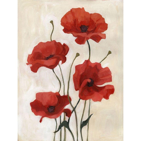 Poppy Bouquet III Black Modern Wood Framed Art Print with Double Matting by Scarvey, Emma