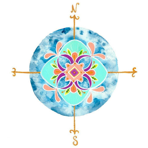 Blue Mandala II Black Modern Wood Framed Art Print by Ewer, Rebekah