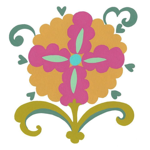 Suzani Flower IV Gold Ornate Wood Framed Art Print with Double Matting by Zarris, Chariklia