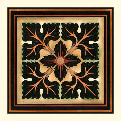 Crackled Square Wood Block III Black Ornate Wood Framed Art Print with Double Matting by Vision Studio