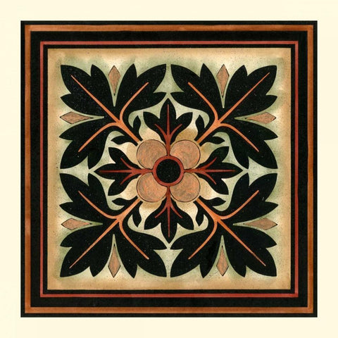 Crackled Square Wood Block IV Black Ornate Wood Framed Art Print with Double Matting by Vision Studio