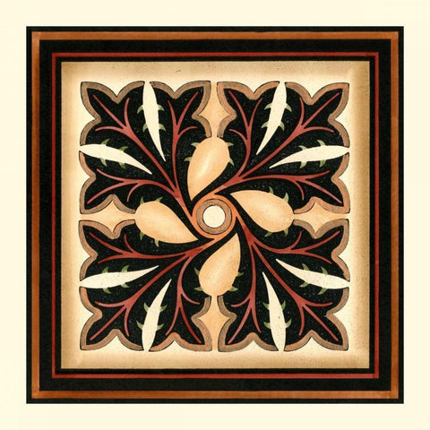 Crackled Square Wood Block V Black Ornate Wood Framed Art Print with Double Matting by Vision Studio