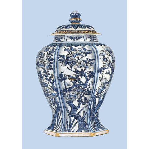Custom Blue - White Porcelain Vase I Black Modern Wood Framed Art Print by Vision Studio