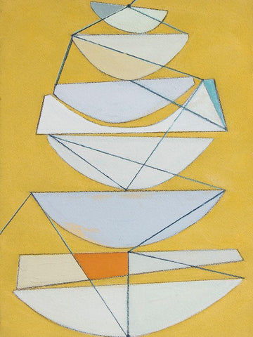 Abstract Sails III White Modern Wood Framed Art Print with Double Matting by Delamater, Rob