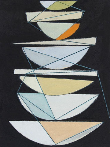 Abstract Sails IV White Modern Wood Framed Art Print with Double Matting by Delamater, Rob
