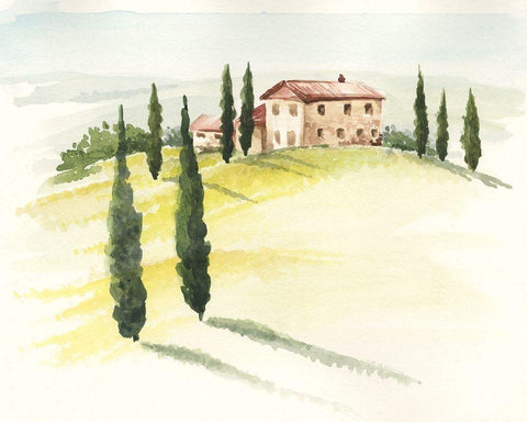 Tuscan Villa I White Modern Wood Framed Art Print with Double Matting by Parker, Jennifer Paxton