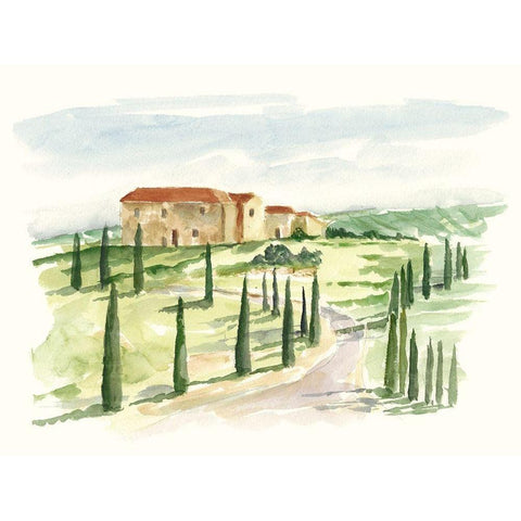 Watercolor Tuscan Villa I White Modern Wood Framed Art Print by Harper, Ethan