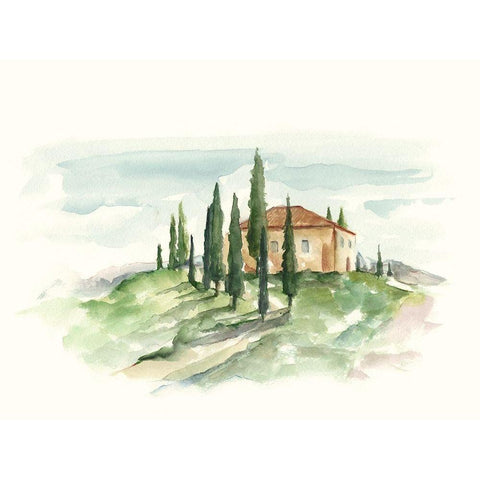 Watercolor Tuscan Villa II Gold Ornate Wood Framed Art Print with Double Matting by Harper, Ethan