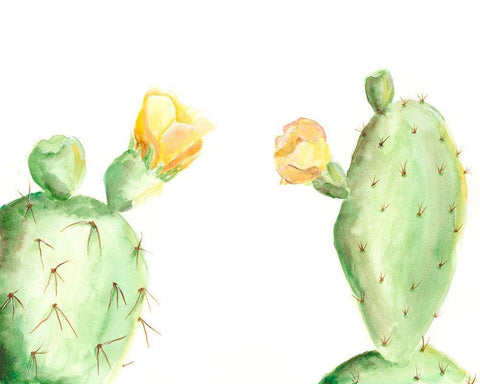 Spiny Desert Plants I White Modern Wood Framed Art Print with Double Matting by Moore, Regina