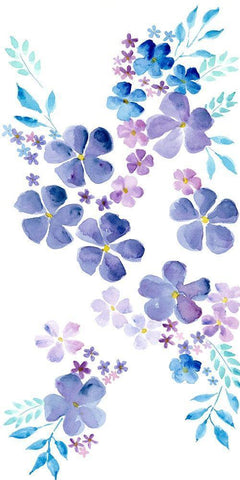 Amethystine Blooms I White Modern Wood Framed Art Print with Double Matting by Moore, Regina