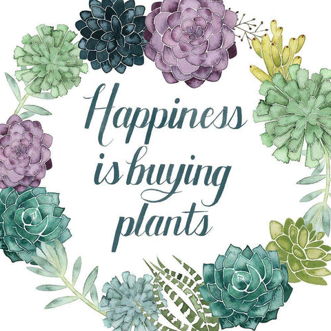Plant Happiness I White Modern Wood Framed Art Print with Double Matting by Popp, Grace
