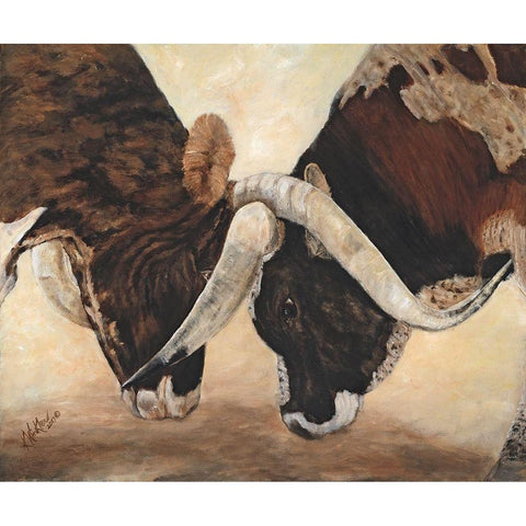 Hook em Horns I Black Modern Wood Framed Art Print with Double Matting by Winkler, Kathy