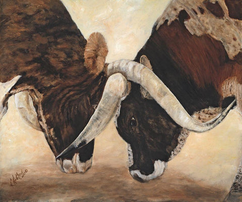 Hook em Horns I Black Ornate Wood Framed Art Print with Double Matting by Winkler, Kathy