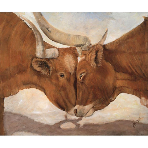 Hook em Horns II Gold Ornate Wood Framed Art Print with Double Matting by Winkler, Kathy