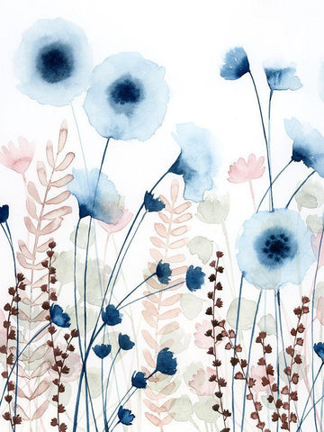 Sweet Flower Field II White Modern Wood Framed Art Print with Double Matting by Popp, Grace