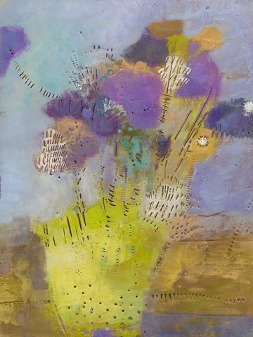 Blumen I White Modern Wood Framed Art Print with Double Matting by Jachimiec, Sue